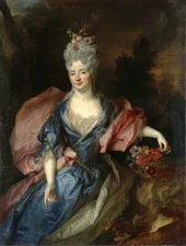 Oil painting Nicolas-de-Largilliere-Portrait-of-a-Lady-as-Flora with flowers art