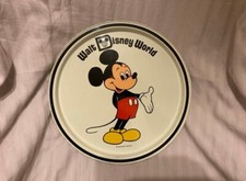 Vintage Mickey Mouse Walt Disney World Tin Plate Metal Tray 1970s Souvenir 11”