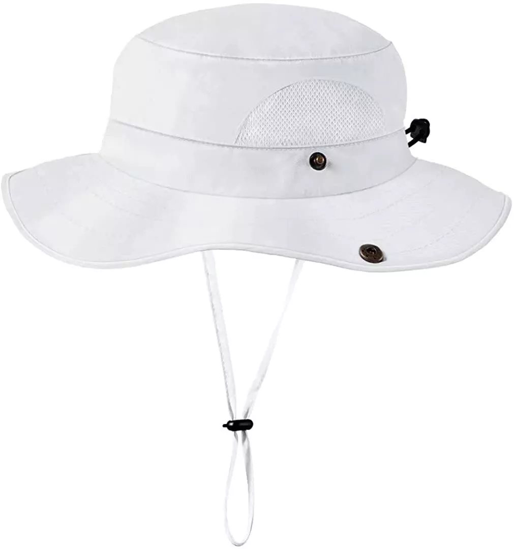 Baby/Toddler Bucket Sun Hat -Sun Protection Summer Wide Brim Mesh  (White,Size:M)