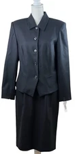 NEW Amanda Smith Suit Skirt Jacket 100% Wool Black Business Work Office Size 10