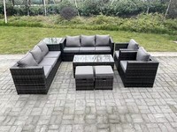 Fimous Outdoor Rattan Garden Furniture Lounge Sofa Set With Oblong Coffee Table
