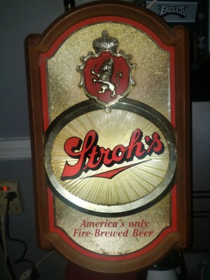 1986 Stroh's Fire-Brewed Beer Lighted Sign Works Great 
