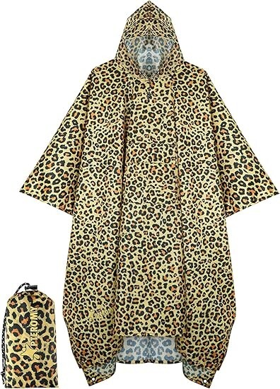 Hooded Rain Poncho for w Pocket, Waterproof Lightweight