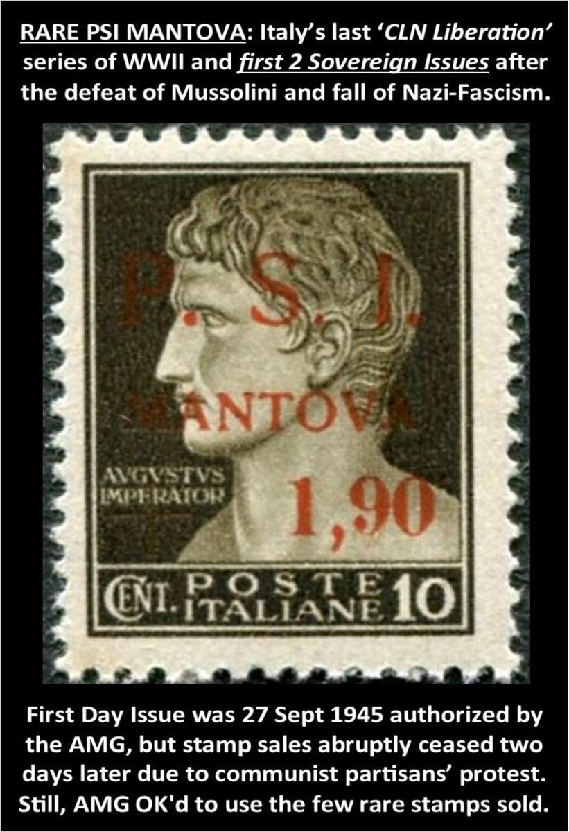 PSI MANTOVA 10c Italy first CITY ISSUE after FALL OF FASCISM, MNH/OG 1945  (134a)