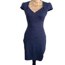 EUC Guess Navy Blue Cap Sleeve Body Con Back Cutout Dress - Size 3
