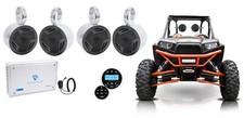 4 Rockville 5.25" Tower Speakers Bluetooth Receiver Amp for Polaris RZR/ATV/UTV