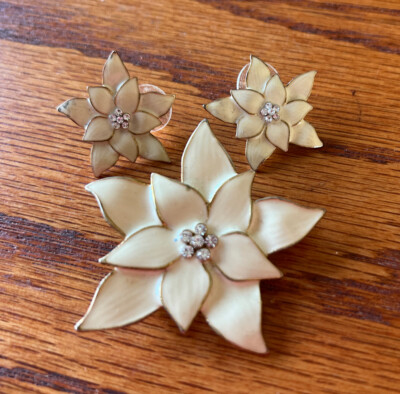 Vintage Eisenberg Ice Enameled Christmas Brooch and Clip-on