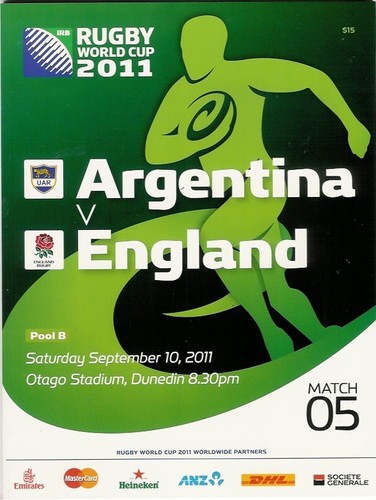 S005 - Rugby World Cup 2011 RWC - Argentina v England Programme