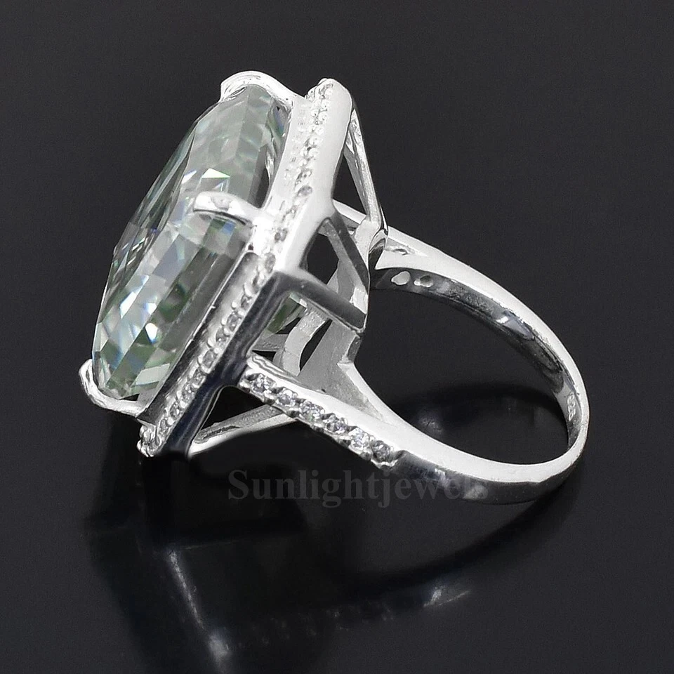 Enorme anillo solitario de diamantes tratados gris corte Asscher certificado 53,70 quilates Foto 2 de 4