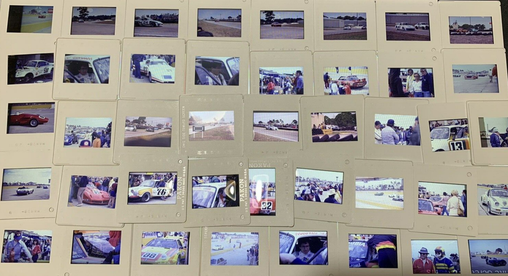 Vintage 35mm Slides Auto Racing Cars Race Track lot over 50