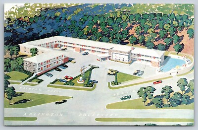 Iwo Jima Motor Hotel Arlington Virginia VA Postcard Artist Rendering