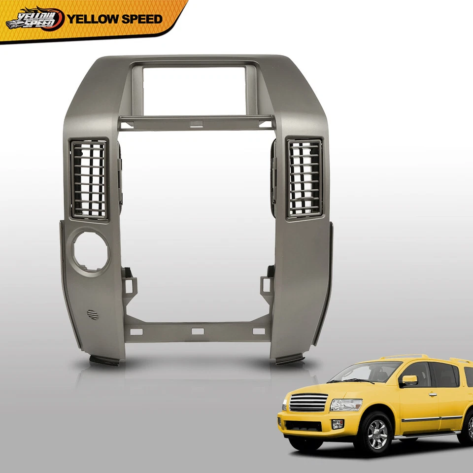 Ajuste para Infiniti QX56 2004-2007 tablero central radio bisel panel de instrumentos gris Foto 3 de 4