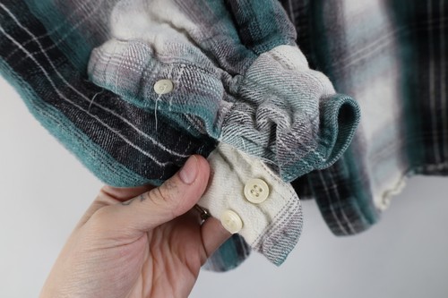 Vintage 90s Gap Boys XL Distressed Boxy Fit Collared Flannel Button Shirt Plaid - Picture 4 of 16