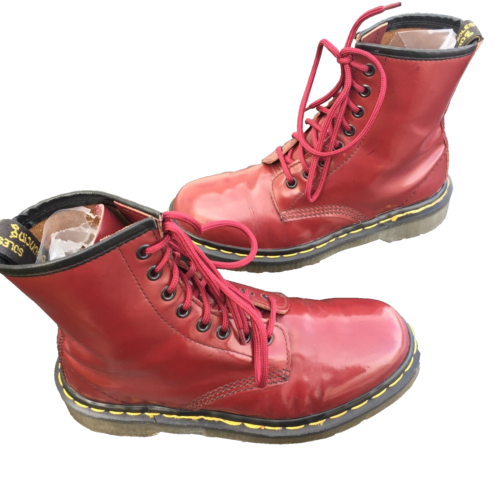 Dr Martens 1460 botas de cuero rojo cereza Reino Unido 5 UE 38 vintage Inglaterra - Imagen 1 de 10