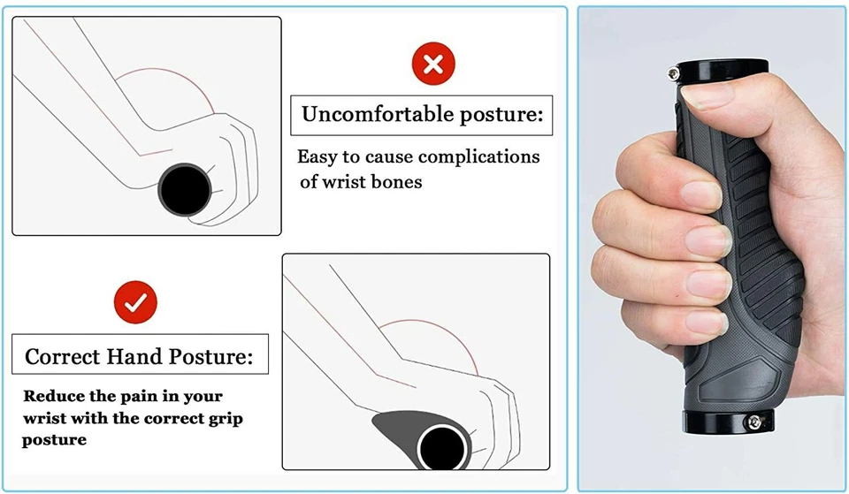 ROCKBROS 自行车橡胶车把握把双锁固定齿轮握把 — 第 4/4 张图片