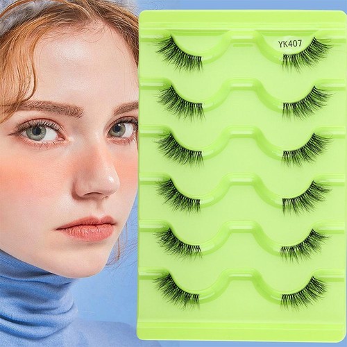 6 Half Lash Sets No Glue for A Natural Look - Transparent Stem Nude Makeup νυ ☆☆ - Picture 4 of 26