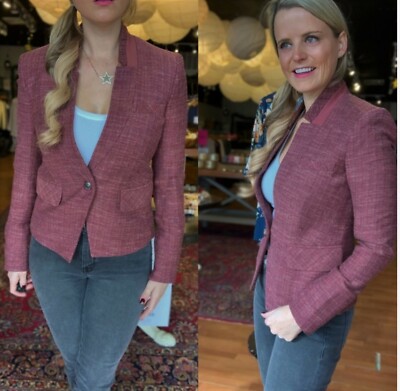 VERONICA BEARD Dickey Jacket Women sz 6 Burgundy Currant FARLEY Blazer NWT