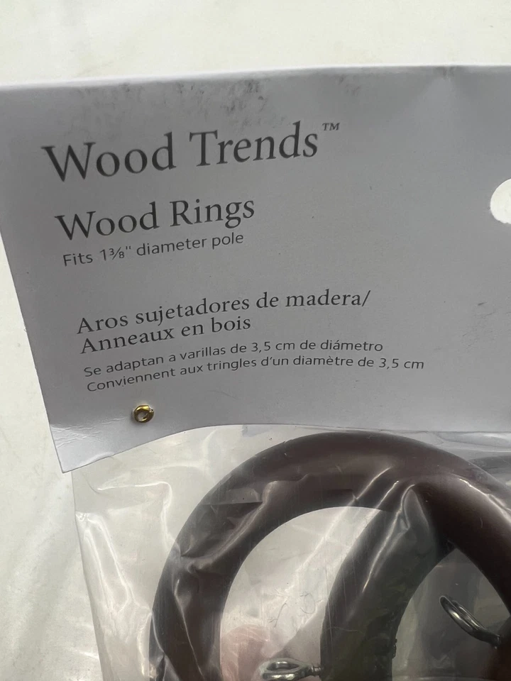 Anéis de haste de cortina de madeira Kirsch 1 3/8" diâmetro com olho 7- anéis- 2 PKS 5602EG841 - Imagem 4 de 4
