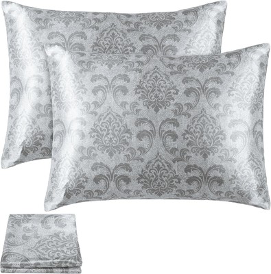 MABOZOO 2 Pack Satin Pillowcase for Hair and Skin, Super Standard, Light Grey 
