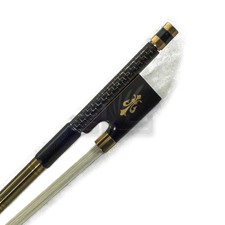 4/4 Violin Bow Gold Inlay Carbon Fiber Brass Parts Ebony Frog Fleur De Lys