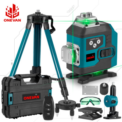 ONEVAN 16 Line Laser Level Wasserwaage Kreuzlinienlaser Kit mit Koffer + Stativ