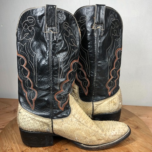 Cowboy Boots Mens 10 Vintage Exotic Snakeskin Leather Classic Unbranded - Picture 10 of 16