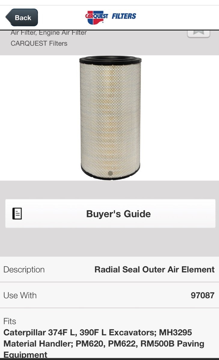 Air Filter Caterpillar See Pictures For Fitment 97086 | eBay