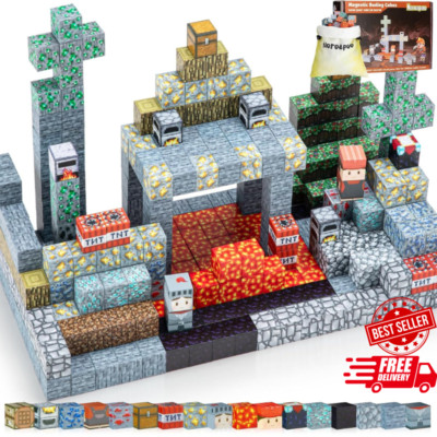 110PCS Minecraft Magnetic Blocks World Set, STEM Kids Toys, Montessori Building
