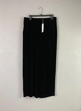 Eileen Fisher Women's Black Velvet Wide-Leg Ankle Pleat Pants L NWT 288