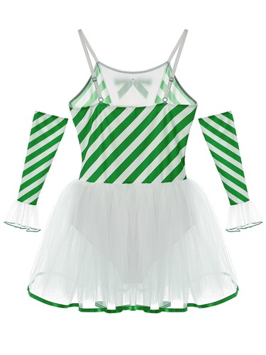 Womens Candy Cane Tutu Dress With Gloves Dress-up Christmas Spaghetti Straps - 第 26/40 張圖片