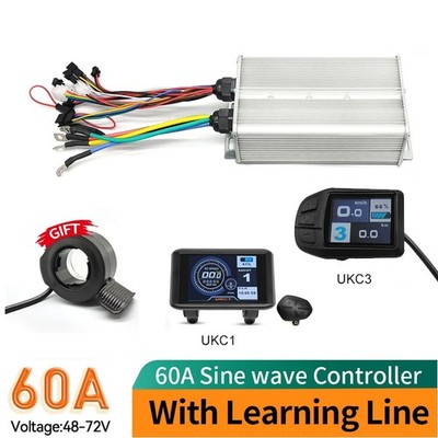 E-Bike 48V-72V 60A Sine Wave Controller with LCD Display for 1000W-3000W Motor