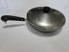 Vintage 1801 Revere Ware 10" Skillet Frying Pan Copper Bottom WITH LID