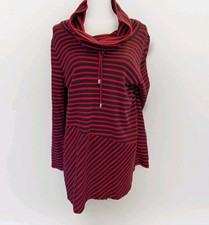 Zenergy by Chico’s Asymmetrical Cowl Neck Dress Size 2 Large 12 Stripe Textured