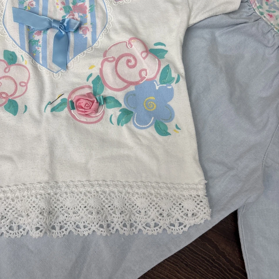 Pantalones y camisa vintage Buster marrón niña burbuja talla 4T Cottagecore Foto 3 de 4