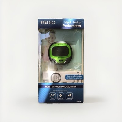 Homedics PDM-100 Green Hip & Pocket Pedometer Dual-Axis Steps Calories Timer