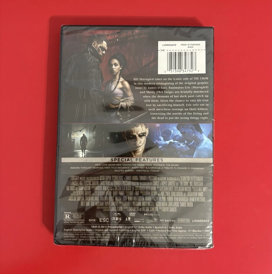 New! The Crow (DVD 2024) Sealed Ships FREE True Love Never Dies Reborn Revenge Foto 2 de 3