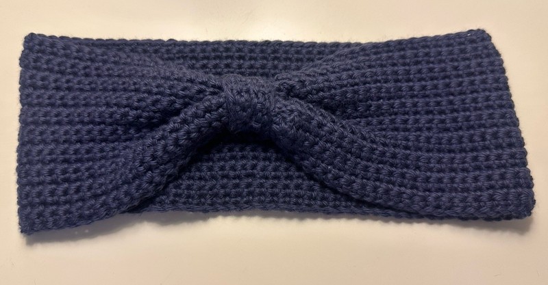 Handmade Navy Bow Crochet  Headband/ Ear warmer