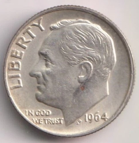 1964 P DIME 90% SILVER 10 CENTS PHILADELPHIA 10¢ UNITED STATES OF AMERICA USA