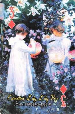 JOHN SINGER SARGENT Carnation Lily Lily Rose 3 of Diamonds Single Swap Card