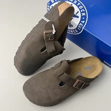 Birkenstock Boston Suede Soft Leather Men's/Women's Mocha Clogs Shoes