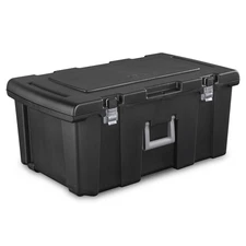 Footlocker, Heavy Duty Plastic Storage Container, with Handle and Wheels, Lockab