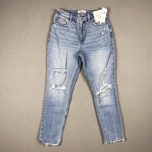 NWT Abercrombie & Fitch The Skinny High Rise Jeans Women’s 29x27 (8R) Distressed - Picture 2 of 12