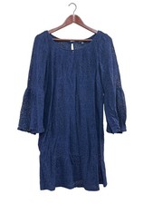 American Eagle Outfitters Womens Navy Blue Lace Bell Sleeve Dress M/M