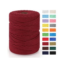 Macrame Cord 4mm 328 Yards Beige Cotton Rope Twisted 4 Strand Knitting Craft