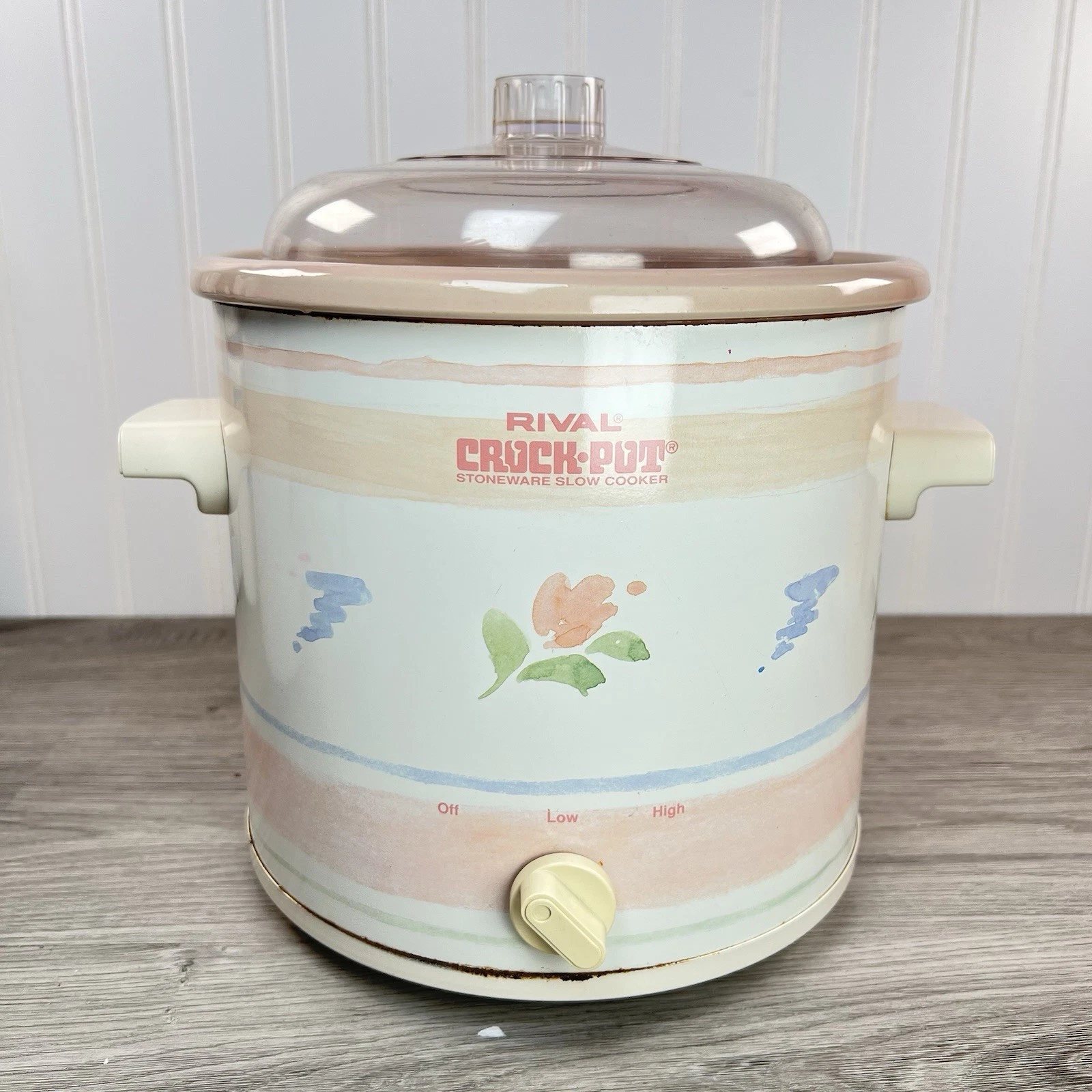 VTG 1990’s Rival 3.5 Qt Crock Pot Slow Cooker Model 3150/2 Floral TESTED & WORKS