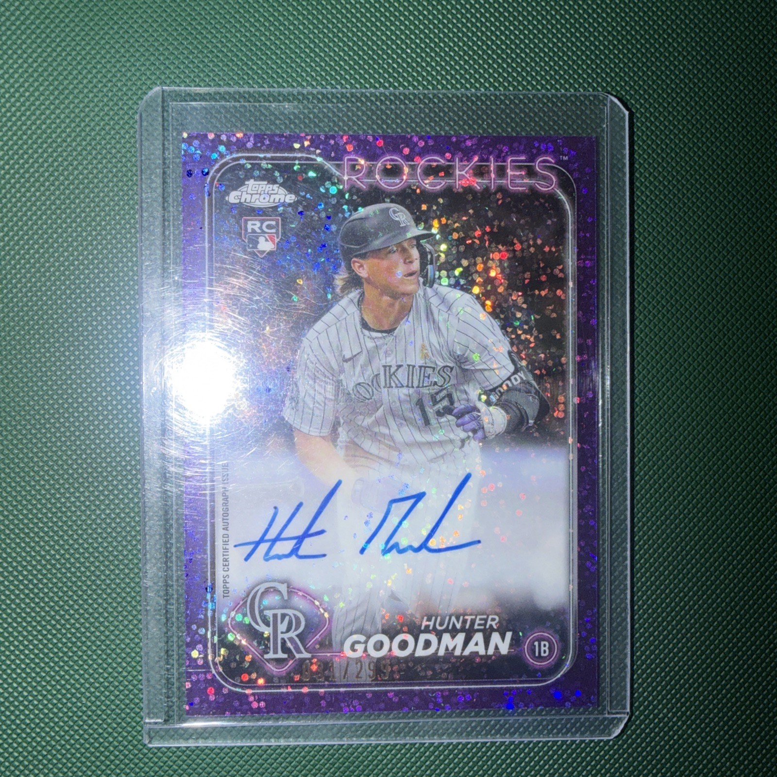 2024 Topps Chrome Rookie Auto Hunter Goodman RA-HG Purple Speckle Refractor /299