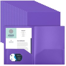 100 Pcs Two Pocket Folders Bulk Plastic File Folder with 2 Pockets Letter Siz...