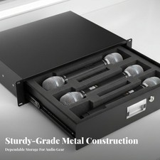 Image of 2U Locking Rack Drawer Lockable 19-Inch Metal Cabinet Drawer Quiet Glide Rails