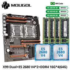 Mougol X99 Set Scheda Madre Da Gioco Doppia CPU Lntel Xeon E5 2680 V4 E DDR4 