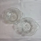 TWO Vintage Anchor Hocking Duncan Miller Caribbean Double Handle Wave Bowls